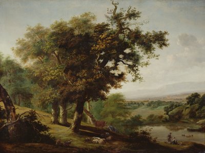 Landscape with Three Oak Trees by Dutch School